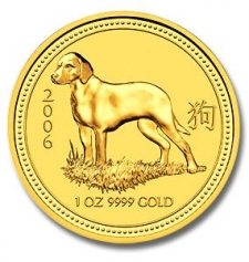 Золотая монета Австралии 100 Dollars  Лунный календарь I-"Год Собаки" 2006 год 1oz 1 унция