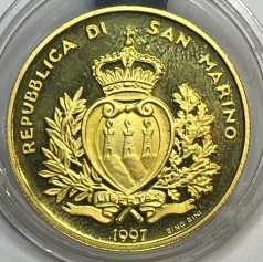Золотая монета 2 скудо "Давид" Сан-Марино 1997г., Au 900, 6,45г.